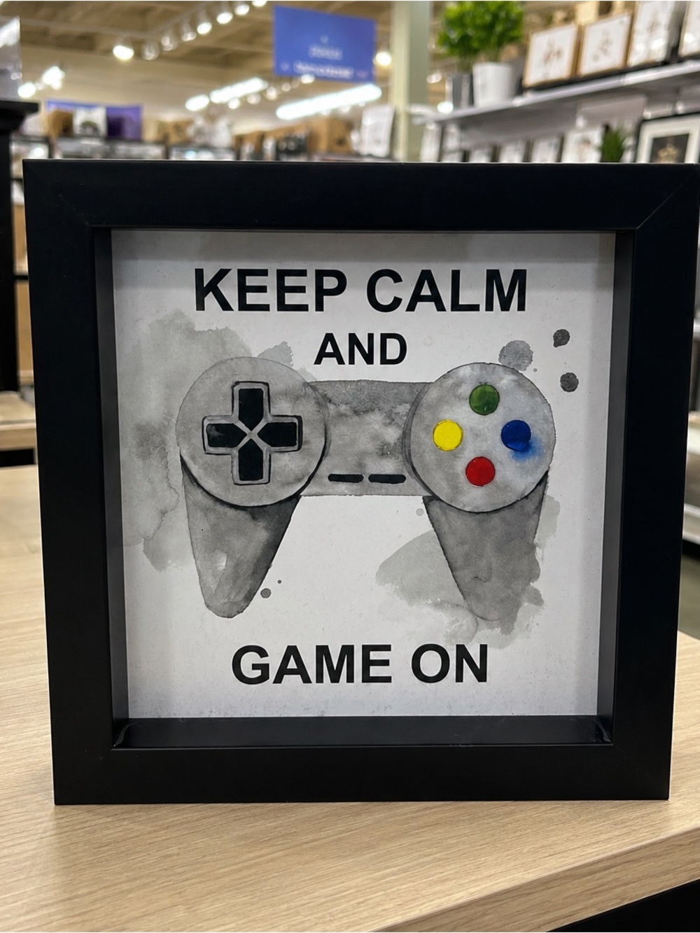 Keep Calm and Game On Framed Gamer Wall Art Video Game Decor Black Frame